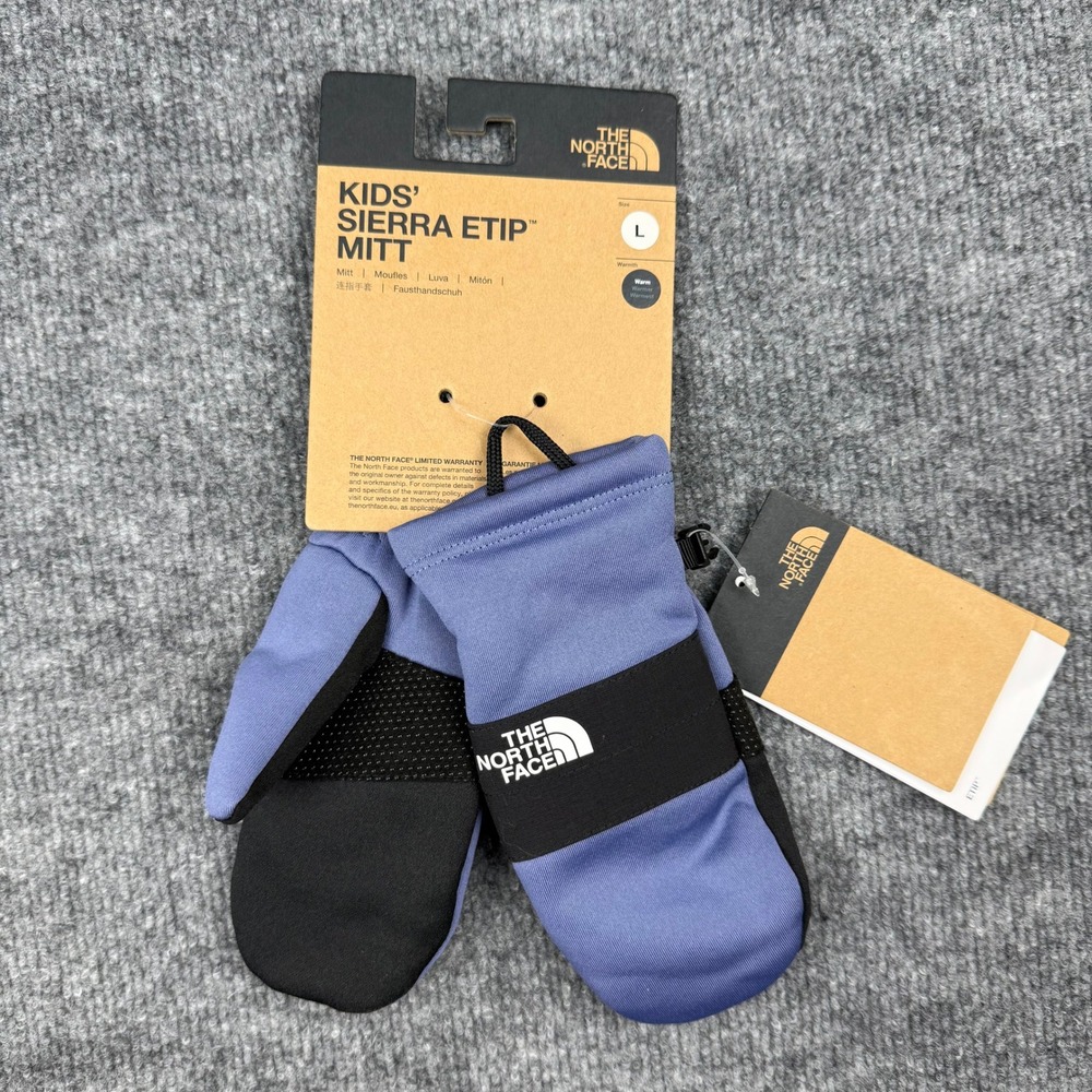 NWT The North Face Kids Sierra Etip Mitt Cave Blue Fleece Winter Mittens‎ Large